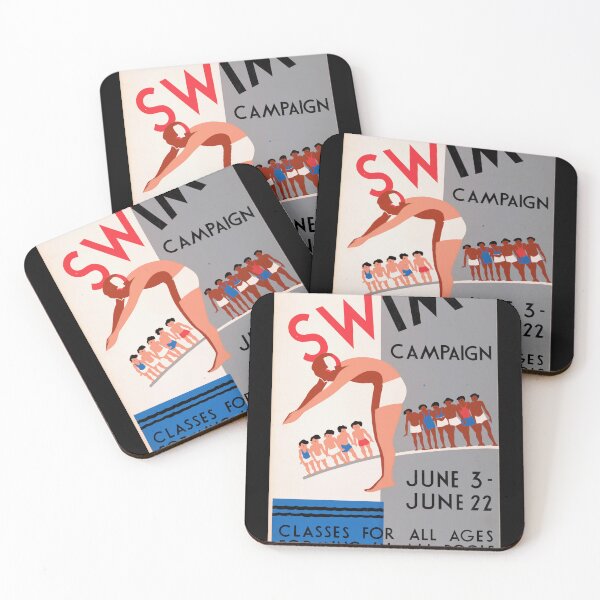 Item preview, Vintage WPA Learn to Swim Poster | 1930s Art | New Deal Era Design | Public Health & Safety Campaign | Historical Artifact designed and sold by artofuniverse.