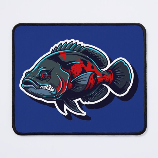 Item preview, Fierce Oscar Fish Logo – Unique Predator Sticker Design designed and sold by Vextura.