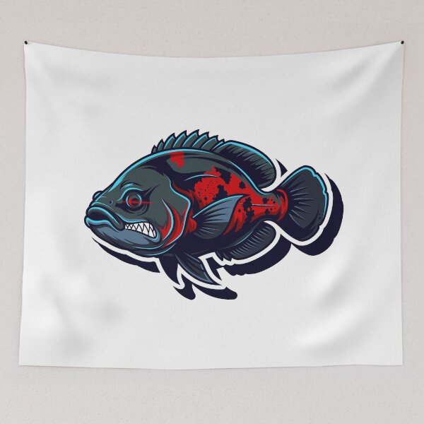 Item preview, Fierce Oscar Fish Logo – Unique Predator Sticker Design designed and sold by Vextura.