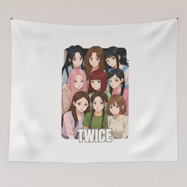 Item preview, TWICE Name Cartoon illustration Collage K-pop Group designed and sold by AJUNICE STUDIO.