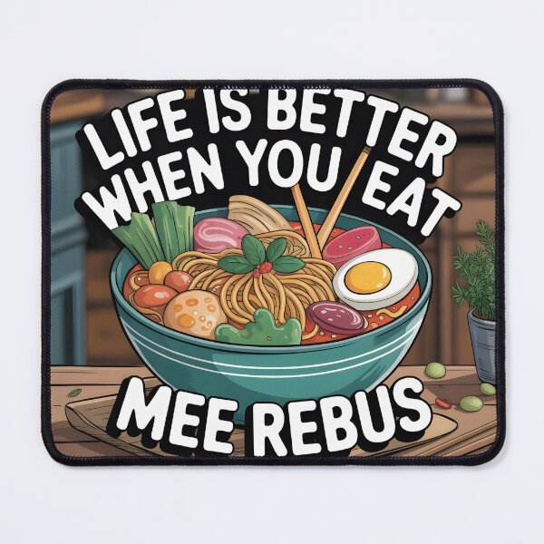 Item preview, Life Is Better When You Eat Mee Rebus – Cartoon Kitchen Bowl designed and sold by EmeraldeaArt.