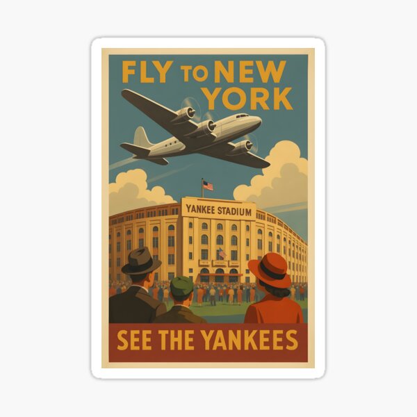Vintage Yankee Stadium Travel Poster – Retro New York Baseball Wall Art – Art Deco Sports Memorabilia Print Sticker
