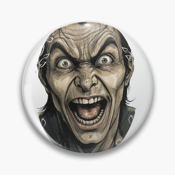 Item preview, Maniacal Scream Face — Gritty Comic Portrait (Dark Art Illustration) designed and sold by Feel It All Club.