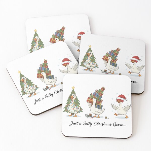 Item preview, Funny Christmas goose illustration | cute holiday goose with gifts, lights, and santa hat | silly festive design designed and sold by moonmuffin7.