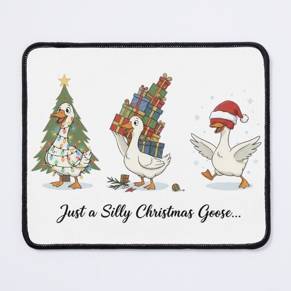 Item preview, Funny Christmas goose illustration | cute holiday goose with gifts, lights, and santa hat | silly festive design designed and sold by moonmuffin7.