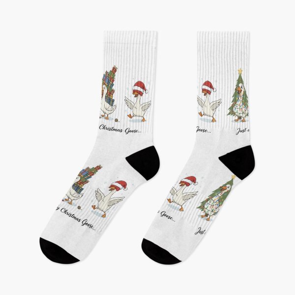 Item preview, Funny Christmas goose illustration | cute holiday goose with gifts, lights, and santa hat | silly festive design designed and sold by moonmuffin7.