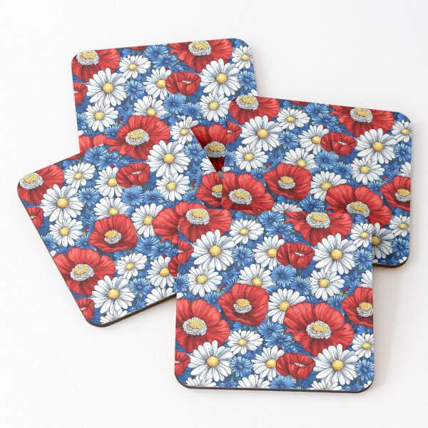 Item preview, Red blue and white pretty wildflowers bunch seamless pattern  designed and sold by cocomelon168.