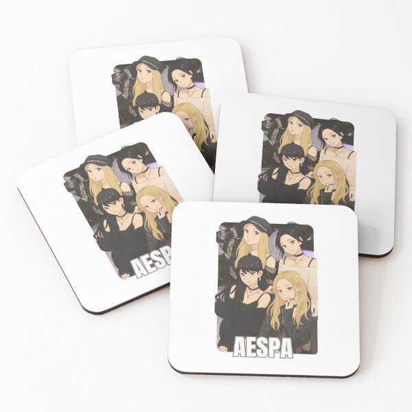Item preview, Aespa Name Cartoon Illustration Group Members Kpop Collage Design designed and sold by HELL0WBELLO.
