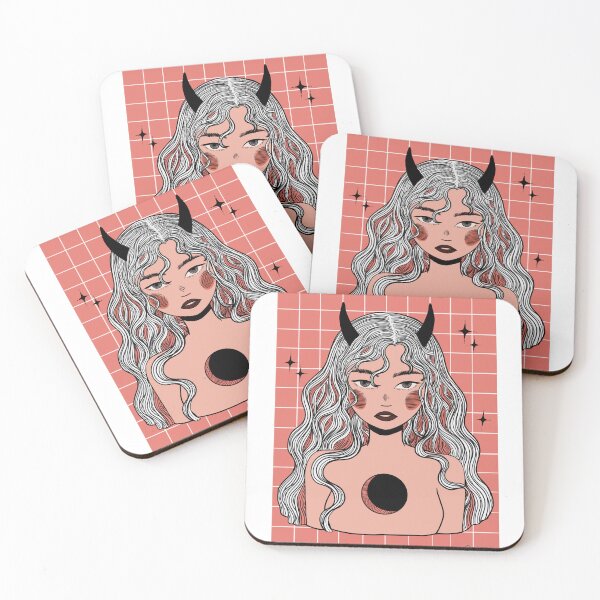 Item preview, Devil - Line Art Girl Sticker – Manga-Inspired Illustration designed and sold by cecilianan.