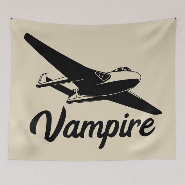 Item preview, Vampire British Jet Fighter Plane Flying Silhouette designed and sold by MilitaryMart.