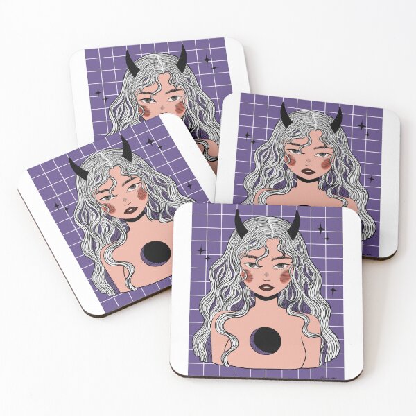 Item preview, Devil 2 - Line Art Girl Sticker – Manga-Inspired Illustration designed and sold by cecilianan.