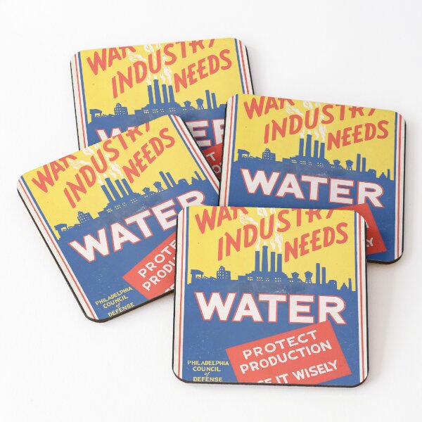 Item preview, Vintage WWII Propaganda Poster | War Industry Needs Water | Bold Colors & Urgent Message | Philadelphia Council of Defense designed and sold by artofuniverse.