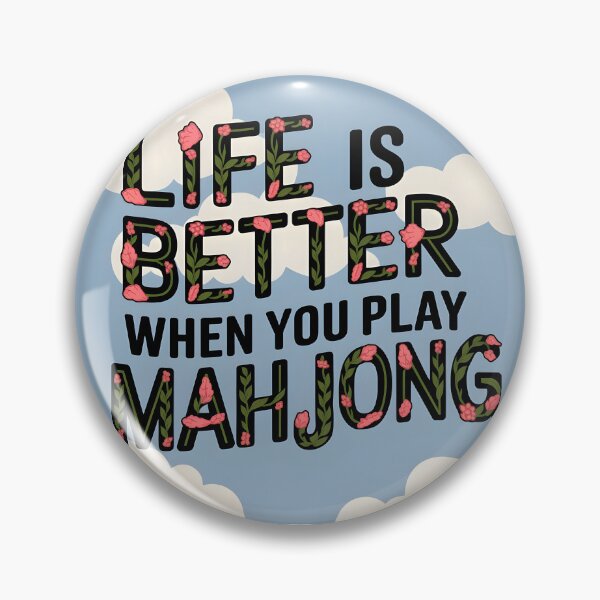 Item preview, Life Is Better When You Play Mahjong – Floral Lettering on Blue Sky Design designed and sold by EmeraldeaArt.