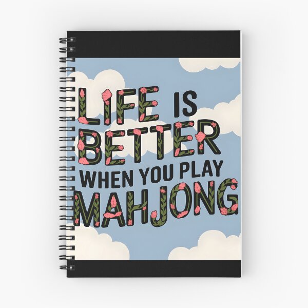 Item preview, Life Is Better When You Play Mahjong – Floral Lettering on Blue Sky Design designed and sold by EmeraldeaArt.
