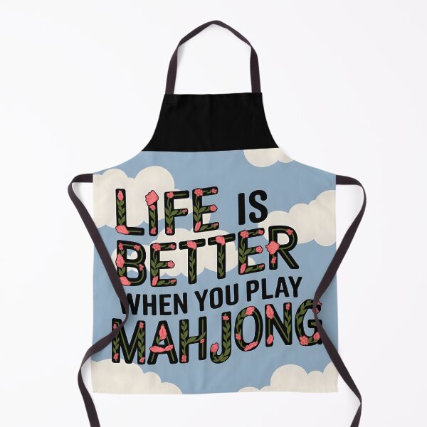 Item preview, Life Is Better When You Play Mahjong – Floral Lettering on Blue Sky Design designed and sold by EmeraldeaArt.