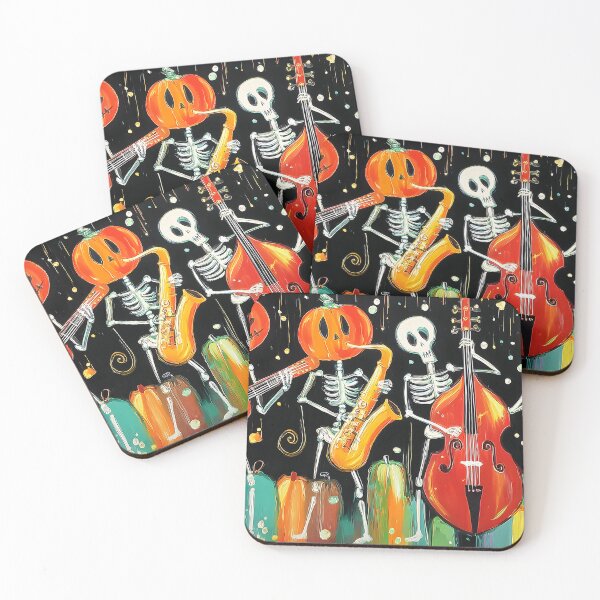 Item preview, Swing Into Halloween Fun with Skeleton Jazz Band Pumpkins and Festive Colors designed and sold by OlfactoART Studio.