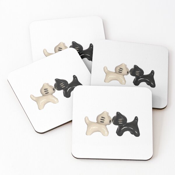 Item preview, black and white porcelain kitties sticker designed and sold by inainart.