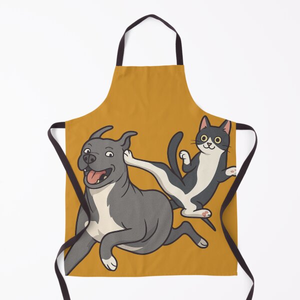 Item preview, Flying Kick Feline vs Happy Pup – Funny Cartoon Cat & Dog Action Art Playful Pet Lovers Print designed and sold by NitiDigitalxRyu.