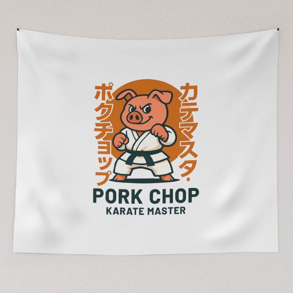 Item preview, Pork Chop Karate Master - Funny Japanese Style Art designed and sold by 89BLACK.