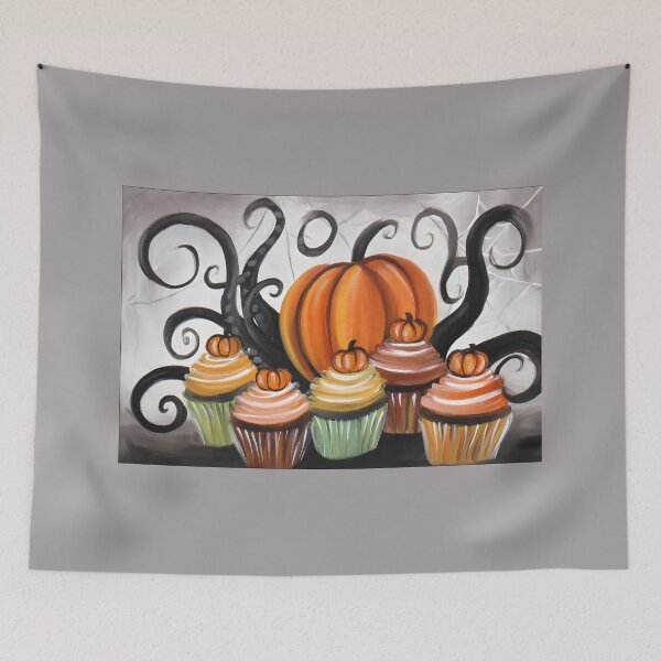 Item preview, Indulge in Pumpkin Cupcake Delight with Whimsical Spirals and Playful Halloween Charm designed and sold by OlfactoART Studio.