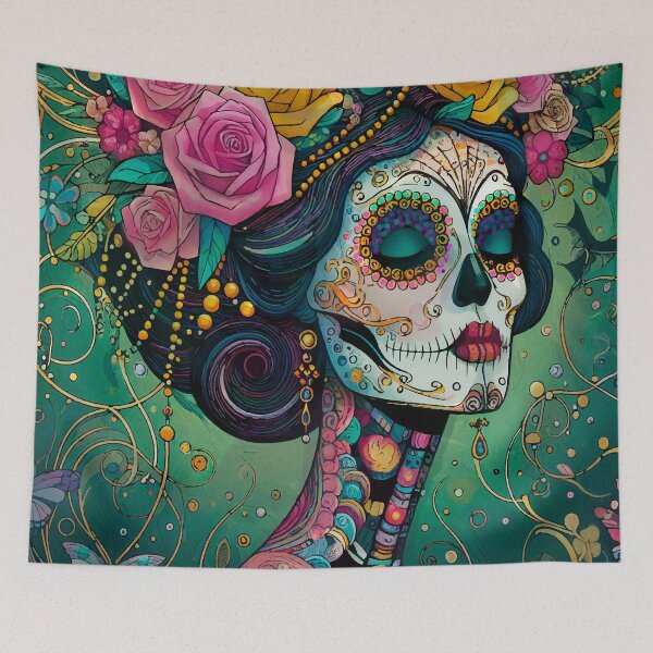 Item preview, Colorful Catrina Illustration - Day of the Dead Art and Mexican Tradition designed and sold by  Ojo de Lilith.