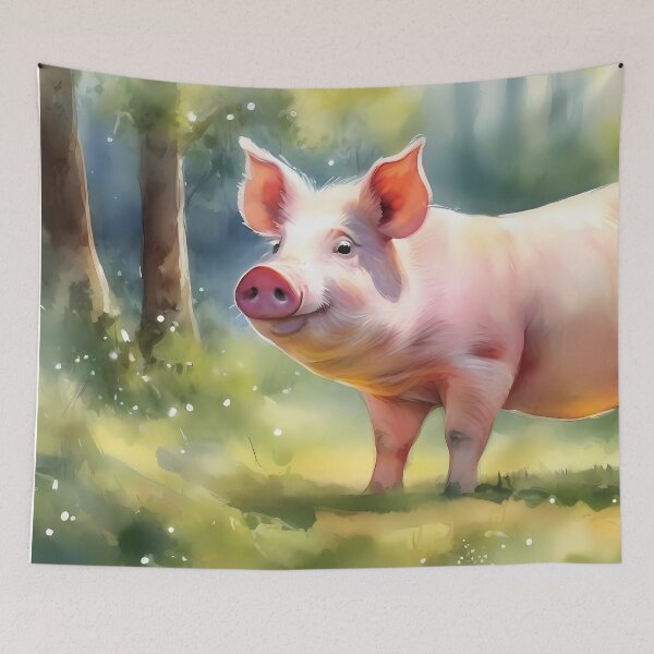 Item preview, Happy Pig in Forest designed and sold by CalmnessbyChoice.