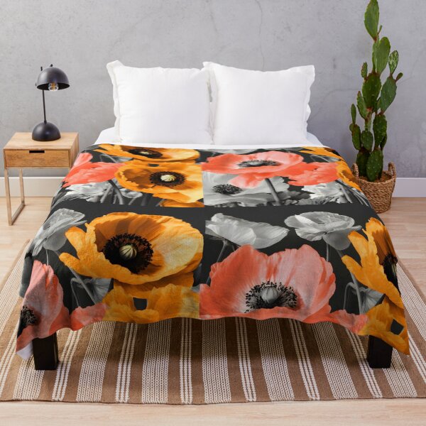 Item preview, Dark and Pale Poppies – Grey, Pink, and Orange Illustration designed and sold by EmeraldeaArt.