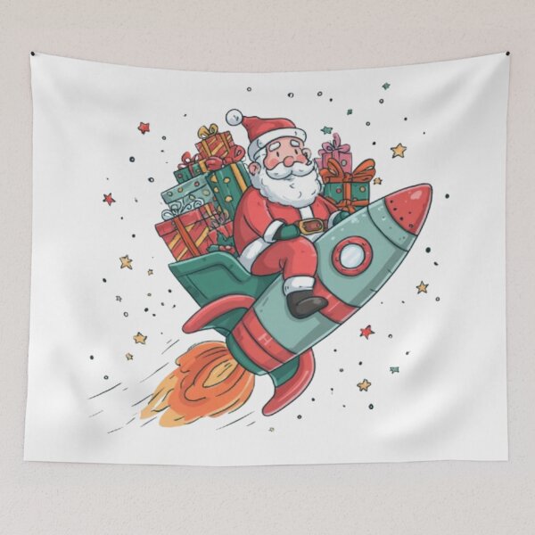 Item preview, Santa on a Rocket – Funny Christmas Space Design designed and sold by AlexLineArt.