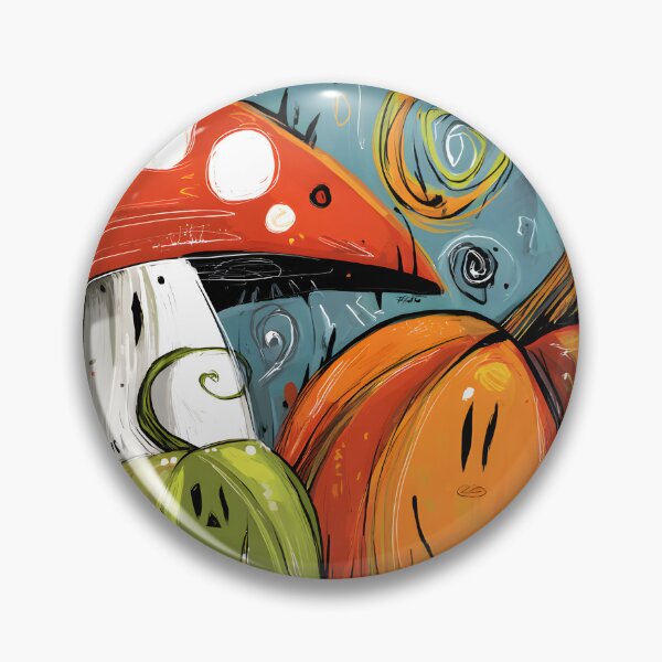 Item preview, Delight in Halloween Mushrooms and Pumpkins with Smiling Faces and Swirly Magic designed and sold by OlfactoART Studio.