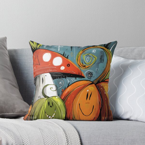 Item preview, Delight in Halloween Mushrooms and Pumpkins with Smiling Faces and Swirly Magic designed and sold by OlfactoART Studio.