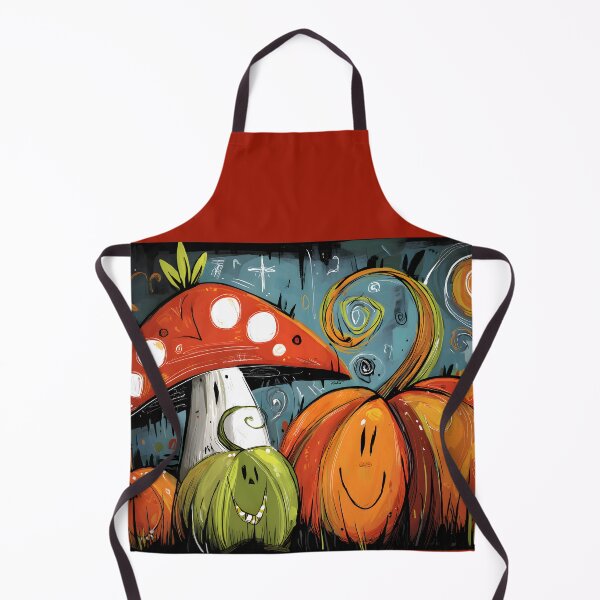 Item preview, Delight in Halloween Mushrooms and Pumpkins with Smiling Faces and Swirly Magic designed and sold by OlfactoART Studio.