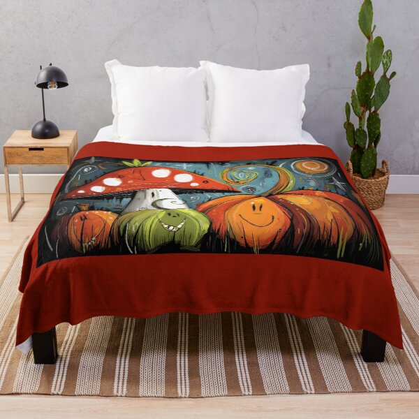 Item preview, Delight in Halloween Mushrooms and Pumpkins with Smiling Faces and Swirly Magic designed and sold by OlfactoART Studio.
