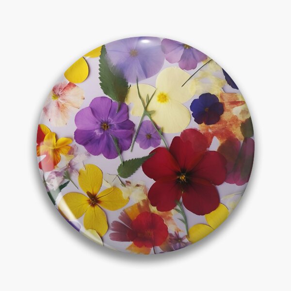Item preview, Petal Symphony – Pressed Purple Yellow Maroon Florals designed and sold by EmeraldeaArt.