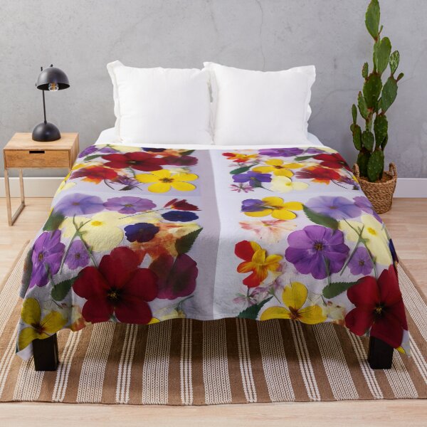 Item preview, Petal Symphony – Pressed Purple Yellow Maroon Florals designed and sold by EmeraldeaArt.