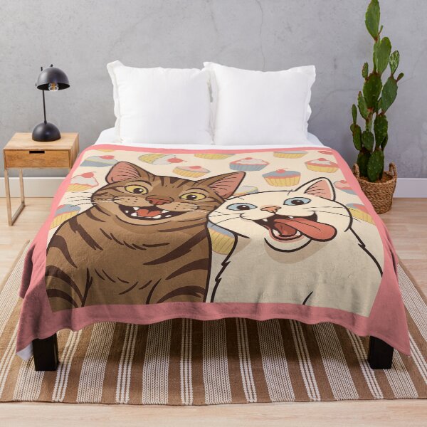 Item preview, Cupcake Party Cats – Playful Cartoon Tabby & White Cat with Colorful Dessert Pattern Whimsical Pet Art designed and sold by NitiDigitalxRyu.