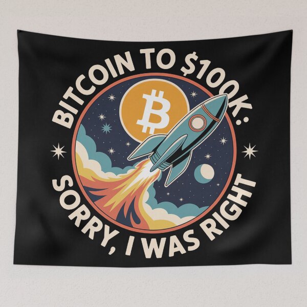 Item preview, Bitcoin to 100k, sorry I was right, bitcoin to the moon, bitcoin crypto designed and sold by NoetherSym.