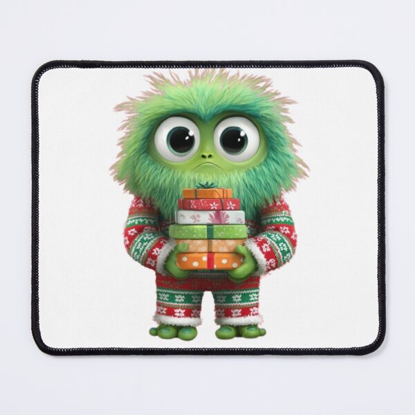 Item preview, Cute Green Christmas Monster with Gifts – Holiday Character Design designed and sold by AlexLineArt.