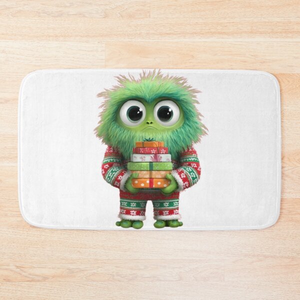 Item preview, Cute Green Christmas Monster with Gifts – Holiday Character Design designed and sold by AlexLineArt.