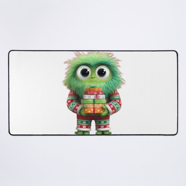 Item preview, Cute Green Christmas Monster with Gifts – Holiday Character Design designed and sold by AlexLineArt.