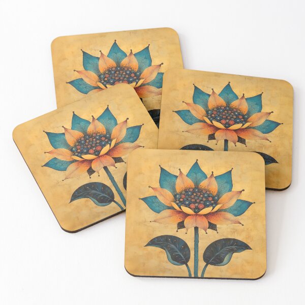 Item preview, Stylized design illustration of an ornate lotus flower on a gold background. designed and sold by HEMRO.