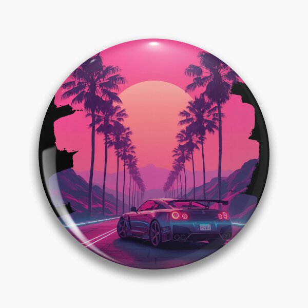 Item preview, 80s retro-futuristic landscape with palm trees and a sports car neon colors 1 designed and sold by Neon G.