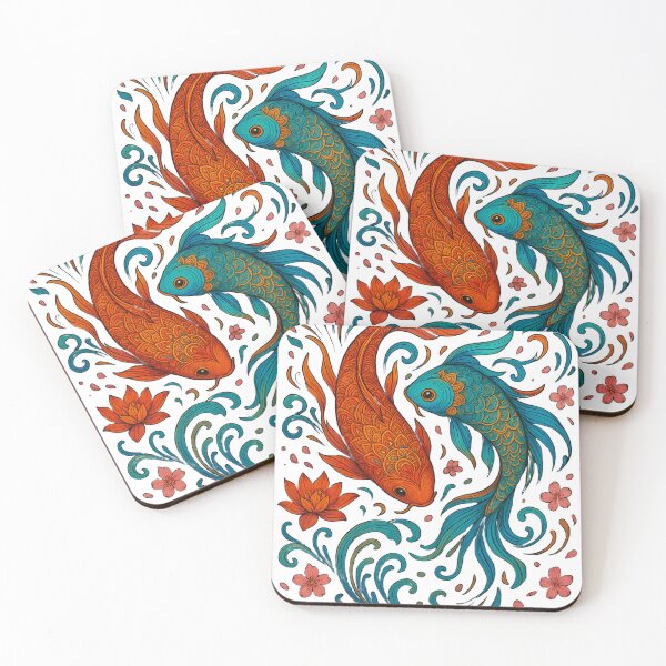 Item preview, Colorful Koi Fish Mandala Art | Japanese Yin Yang Balance Design | Zen Inspired Artwork designed and sold by 5CatDesign.