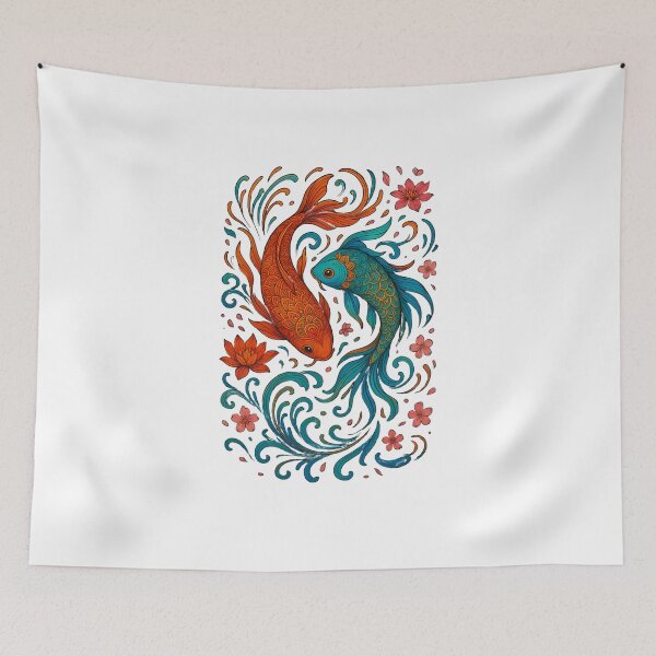 Item preview, Colorful Koi Fish Mandala Art | Japanese Yin Yang Balance Design | Zen Inspired Artwork designed and sold by 5CatDesign.