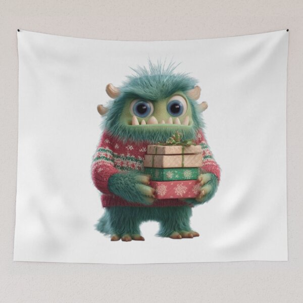Item preview, Cute Christmas Monster with Gifts – Funny Holiday Design designed and sold by AlexLineArt.