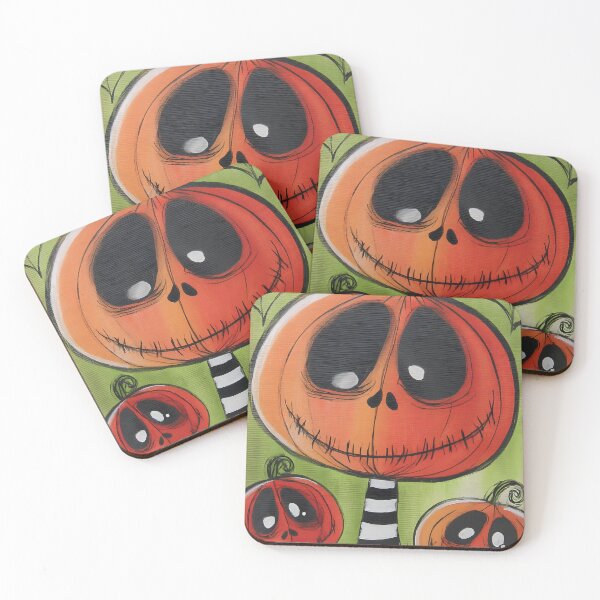Item preview, Three is a Treat Cartoon Pumpkins with Wide Smiles Striped Stems and Playful Webs designed and sold by OlfactoART Studio.