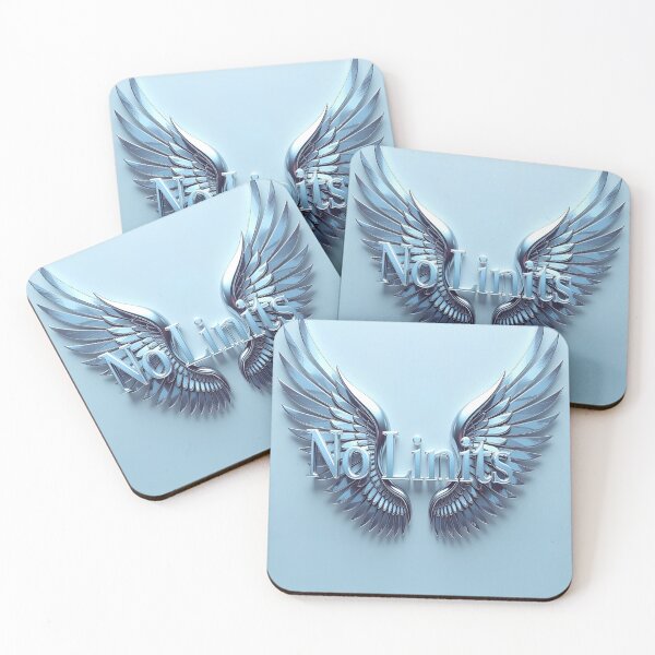 Item preview, No Limits Futuristic Typography – Silver Metallic Wings Motivational Artwork designed and sold by Rudro-Fashion.
