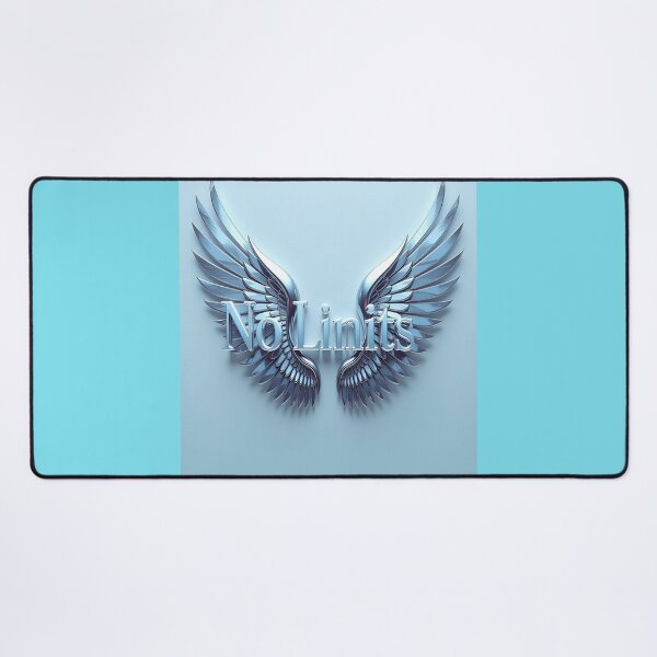 Item preview, No Limits Futuristic Typography – Silver Metallic Wings Motivational Artwork designed and sold by Rudro-Fashion.