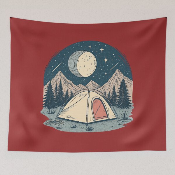 Item preview, Moonlit Camping – Tent Under Stars and Mountain Night Sky Illustration designed and sold by NoctaHike.