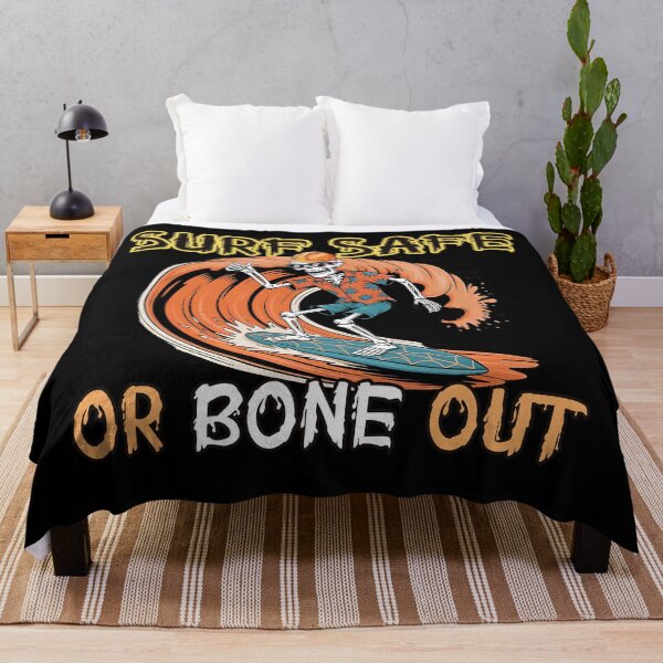 Item preview, Funny Halloween Skeleton Surfing Safety – Surf Safe or Bone Out designed and sold by PeteLawliiet.