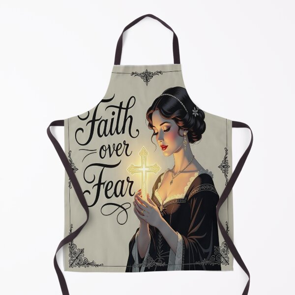 Item preview, Faith Over Fear Calligraphy Artwork – Elegant Monochrome Cross Inspirational Design designed and sold by Rudro-Fashion.